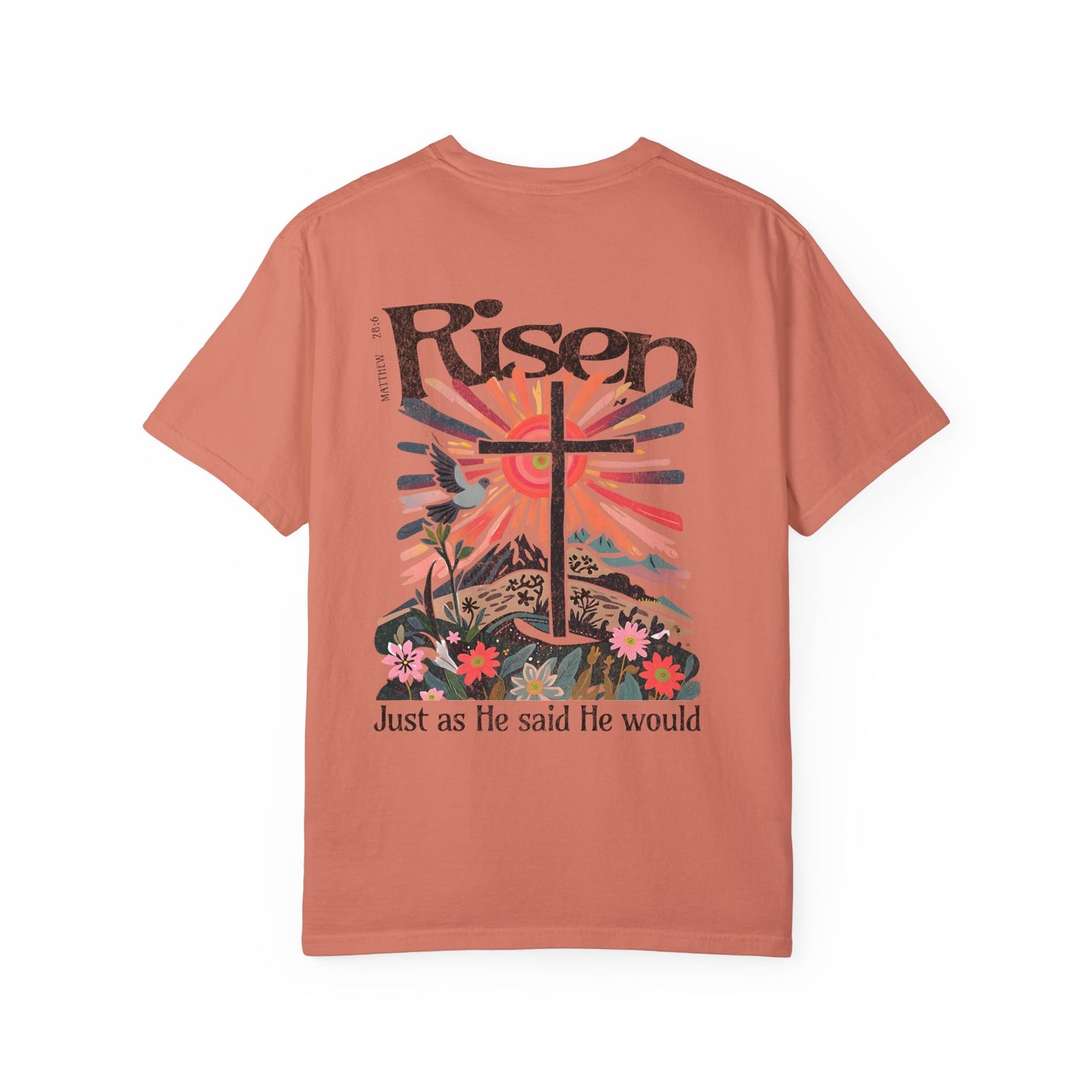 Risen Graphic Unisex T-Shirt | Colorful Religious Tee for Easter and Faith Celebrations