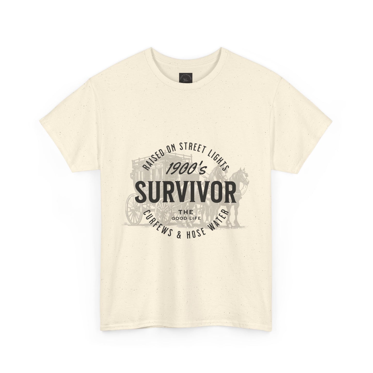 1900's Survivor Unisex Heavy Cotton Tee - Vintage Street Light Design