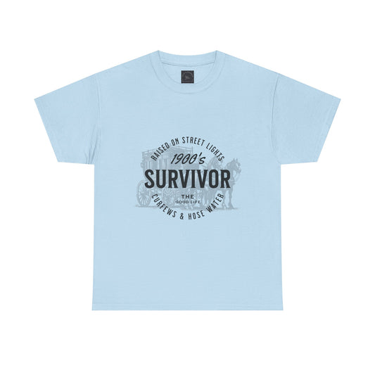 1900's Survivor Unisex Heavy Cotton Tee - Vintage Street Light Design