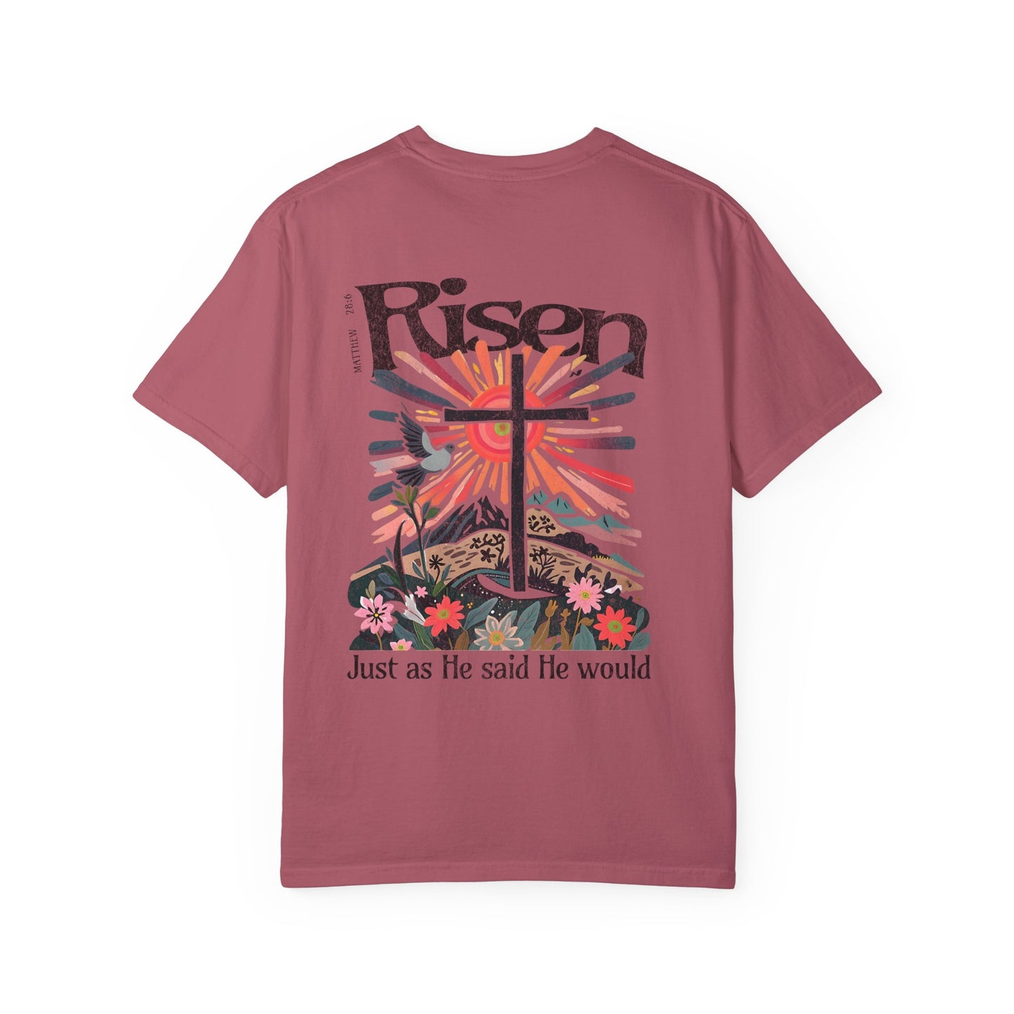 Risen Graphic Unisex T-Shirt | Colorful Religious Tee for Easter and Faith Celebrations