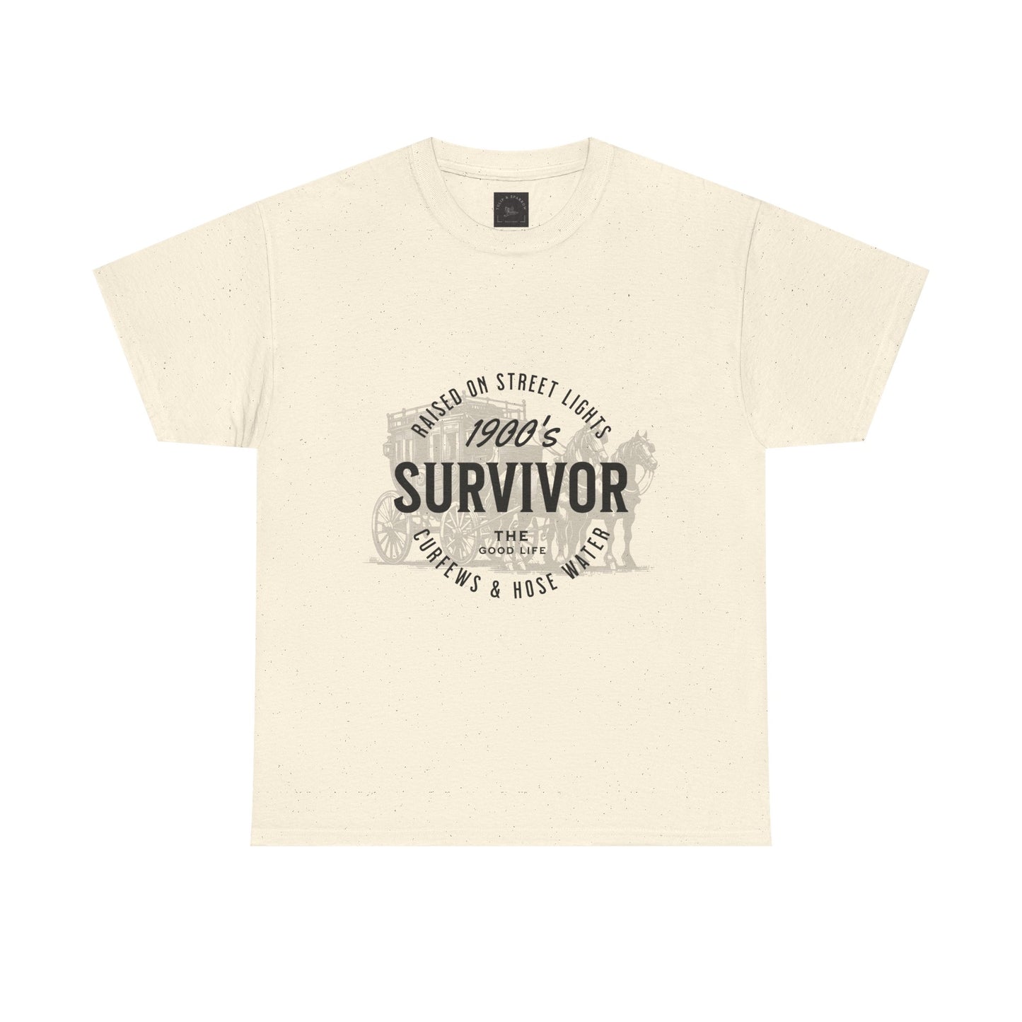 1900's Survivor Unisex Heavy Cotton Tee - Vintage Street Light Design