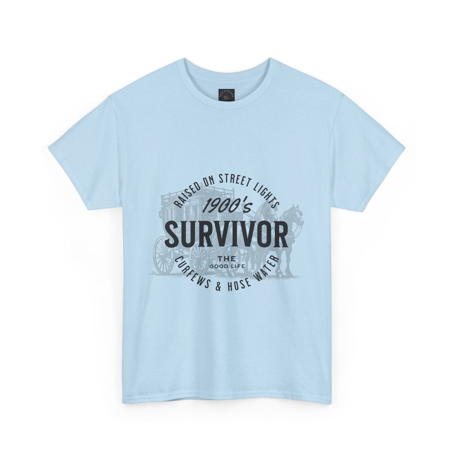 1900's Survivor Unisex Heavy Cotton Tee - Vintage Street Light Design