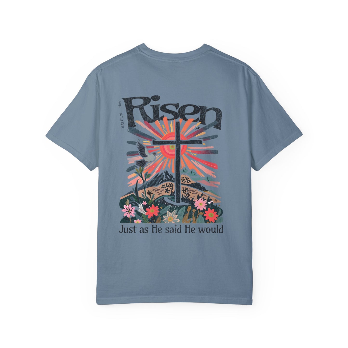 Risen Graphic Unisex T-Shirt | Colorful Religious Tee for Easter and Faith Celebrations