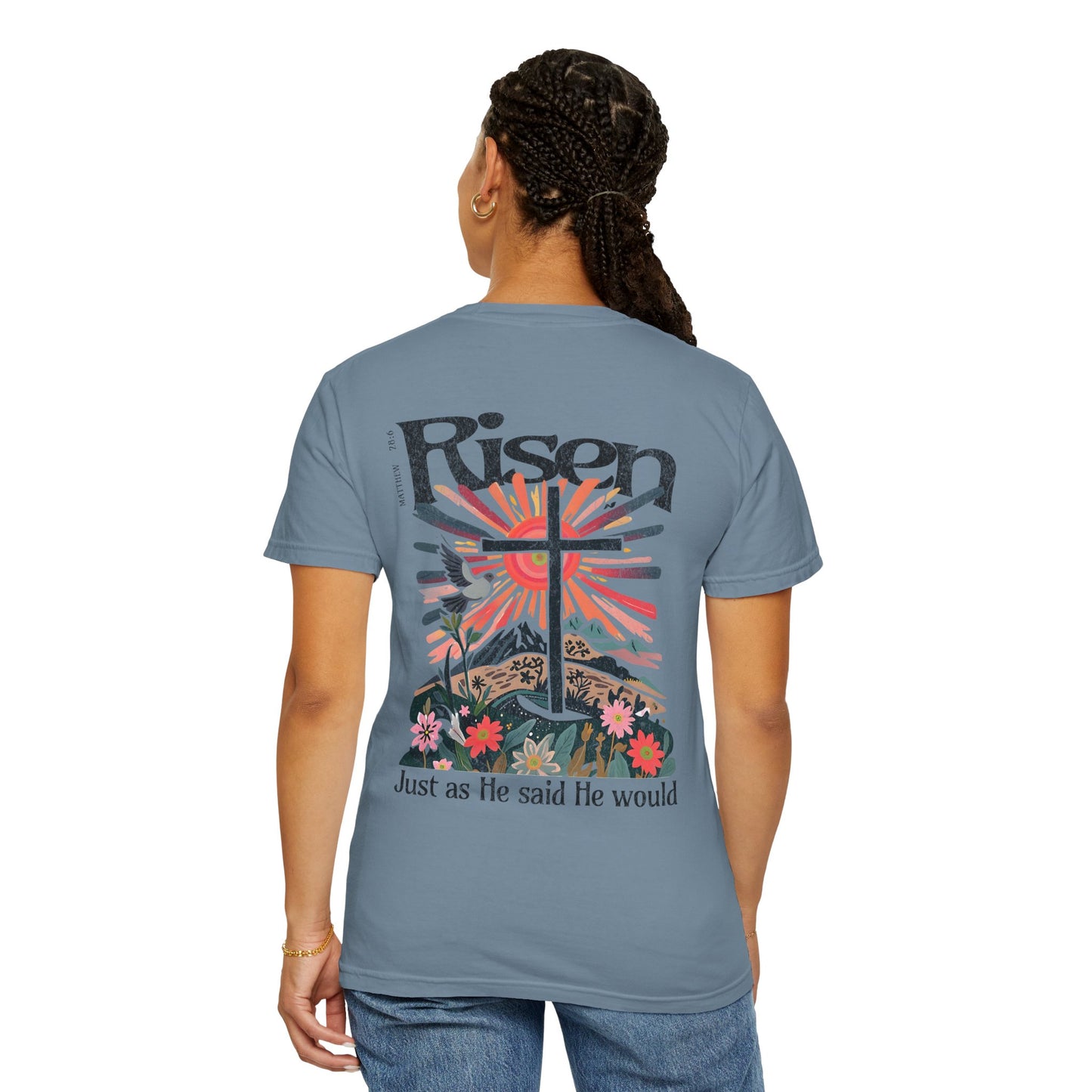 Risen Graphic Unisex T-Shirt | Colorful Religious Tee for Easter and Faith Celebrations