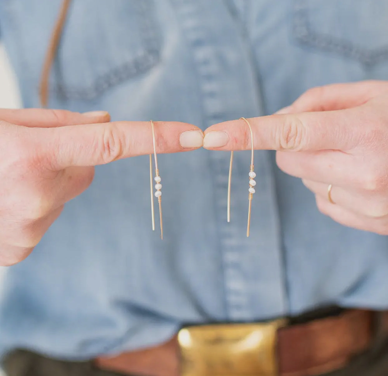 14k Gold Pearl Drop Earrings