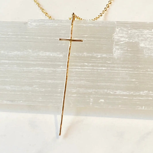 Modern Cross Necklace - Gold